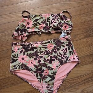 NWT Aerie Floral Bikini Set in Pink and Brown